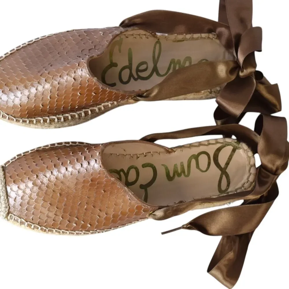 Sam Edelman Brown Leather Lace Up Espadrilles EU 37 (US 7)
